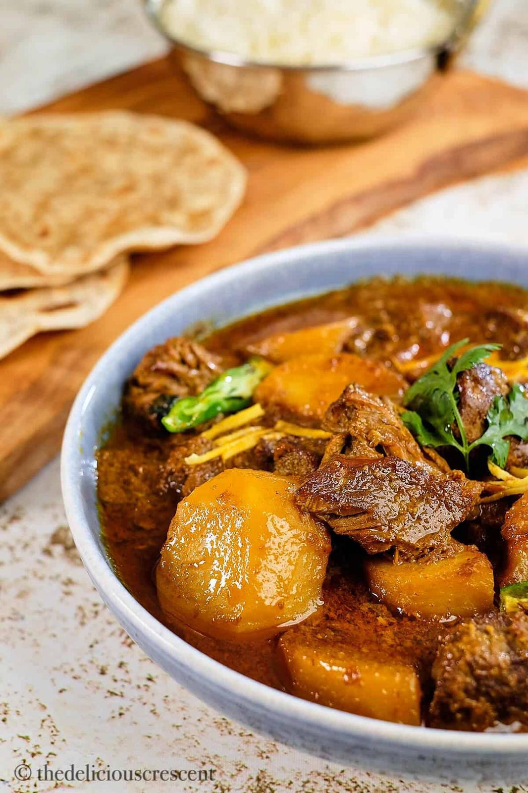 Aloo Gosht Bhuna ( On the bone)